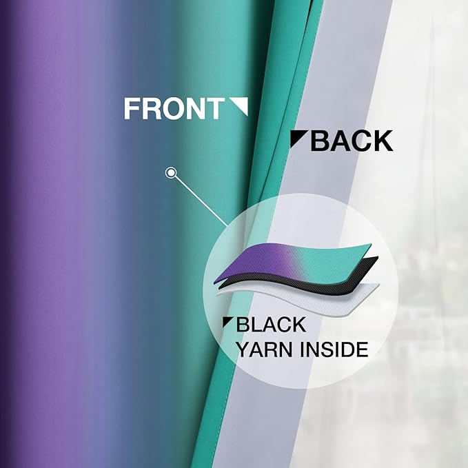 Yakamok Ombre Teal and Purple Curtains - Image 5