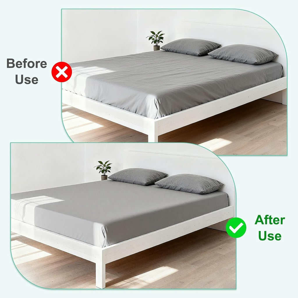 uxcell 2Pcs Bed Sheet Holder Straps, Elastic Adjustable Bedsheet Holders 6 Way Cross 12 Clips Fitted Sheet Holders Adjustable Mattress Bedsheet Clips for Corners Bed, White