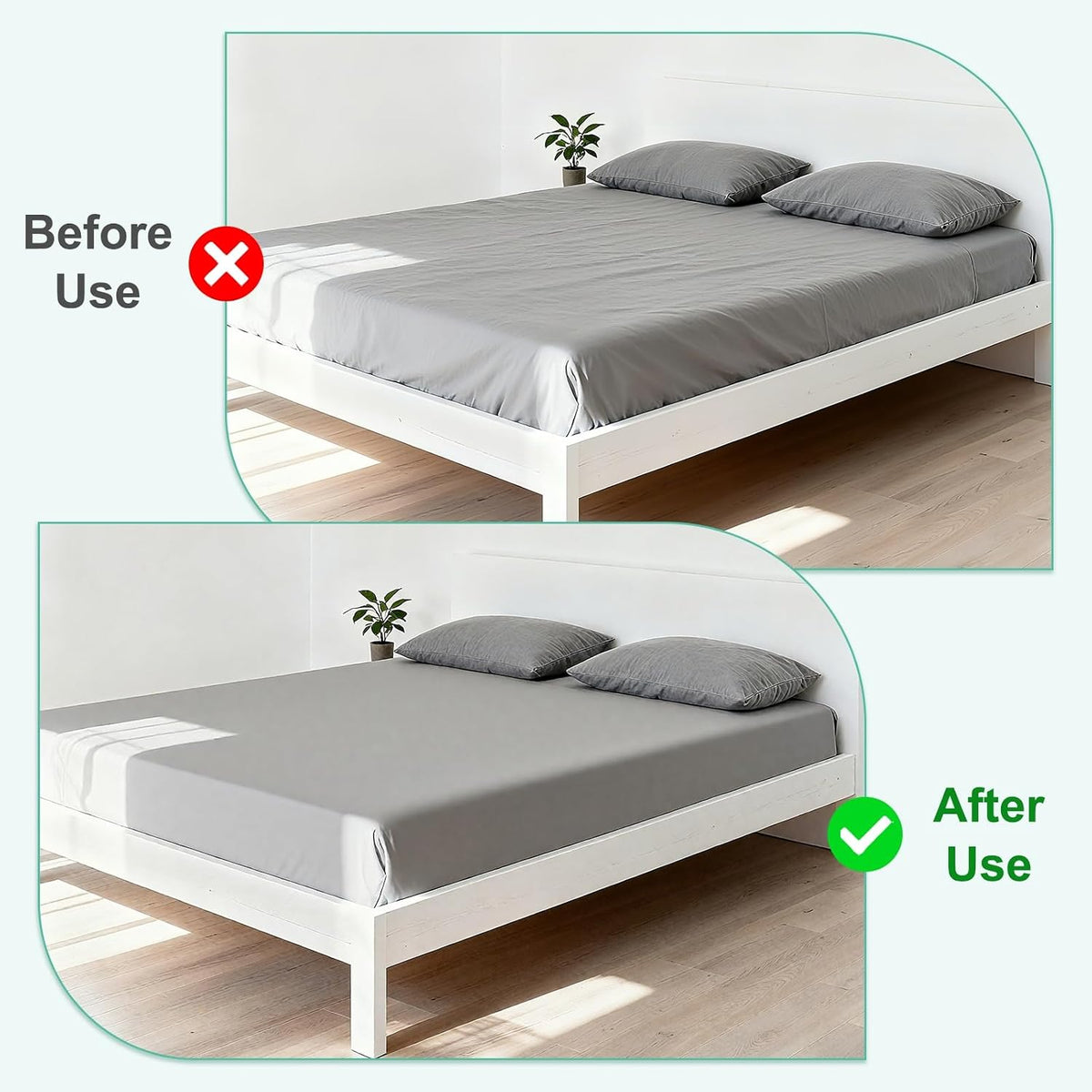 uxcell 2Pcs Bed Sheet Holder Straps, Elastic Adjustable Bedsheet Holders 6 Way Cross 12 Clips Fitted Sheet Holders Adjustable Mattress Bedsheet Clips for Corners Bed, White