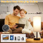 Dicoool Bedside Table Lamp for Bedroom - 3-Way Dimmable Touch Lamp, USB A+C