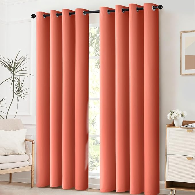 Yakamok Blackout Curtains 84 Inches Long Coral Room Darkening Thermal Insulated - Image 3