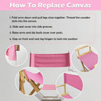 STAY GENT Director's Chair Canvas Replacement Kit 21"L x 8"W - 21"L x 16.5"W Replacement Canvas Durable Cotton Canvas Seat & Back Covers for Home,Model Artist,Makeup,Show Dressing Room, 1 Set Pink