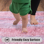 Soft Runner Rugs for Bedroom Hallways, 2x5 Abstract Pink Fluffy Shag Throw Area - Image 4