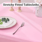 4pk Spandex Tablecloths for 6 Foot Rectangle Tables, Pink Stretch Table Cloth 6ft Fitted Table Cover Desk Skirt for Parties Weddings Birthday Banquet Baby Shower