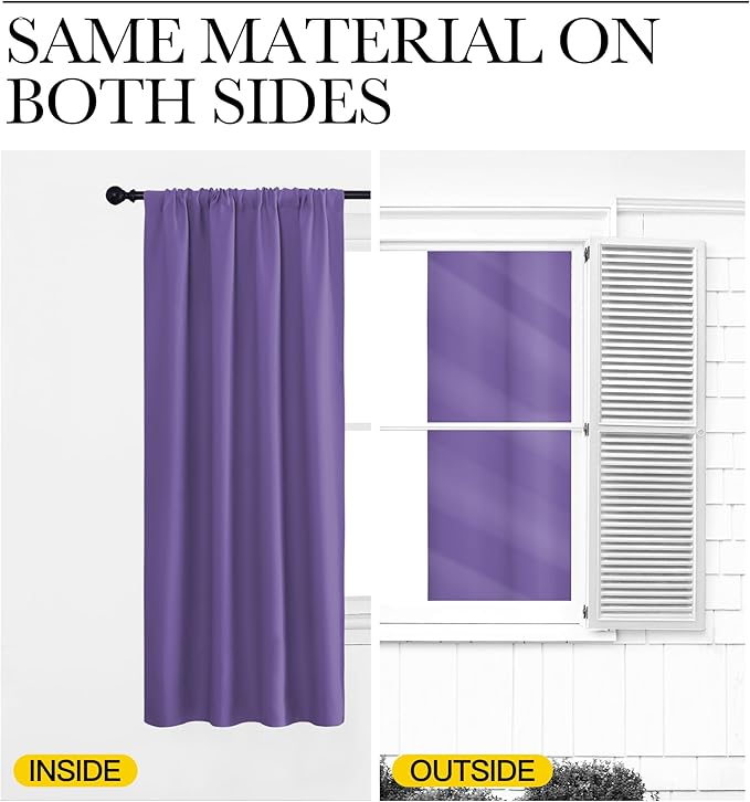 NICETOWN Blackout Curtains for Bedroom, Lilac Purple, 1 Pair, 62 by 63-inch - Image 5