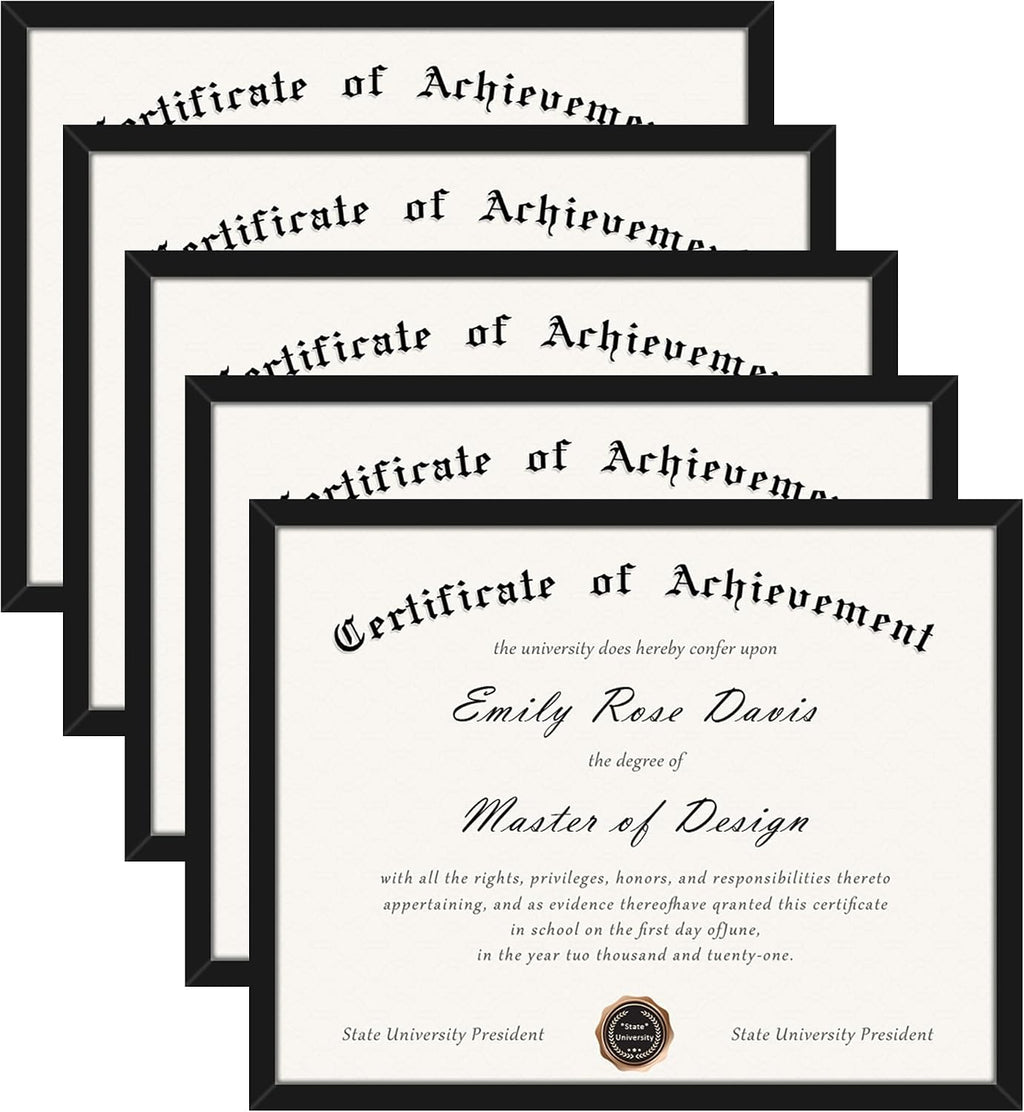 8.5x11 Picture Frame 5 Pack, Black Certificate Document Frames