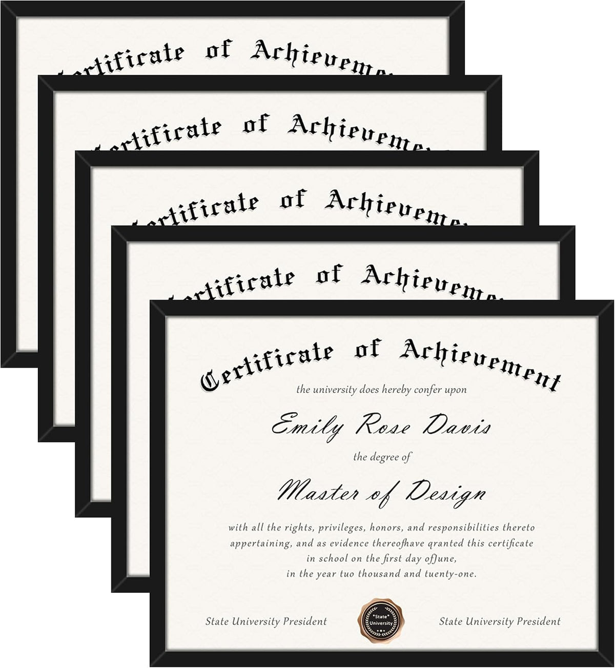 8.5x11 Picture Frame 5 Pack, Black Certificate Document Frames
