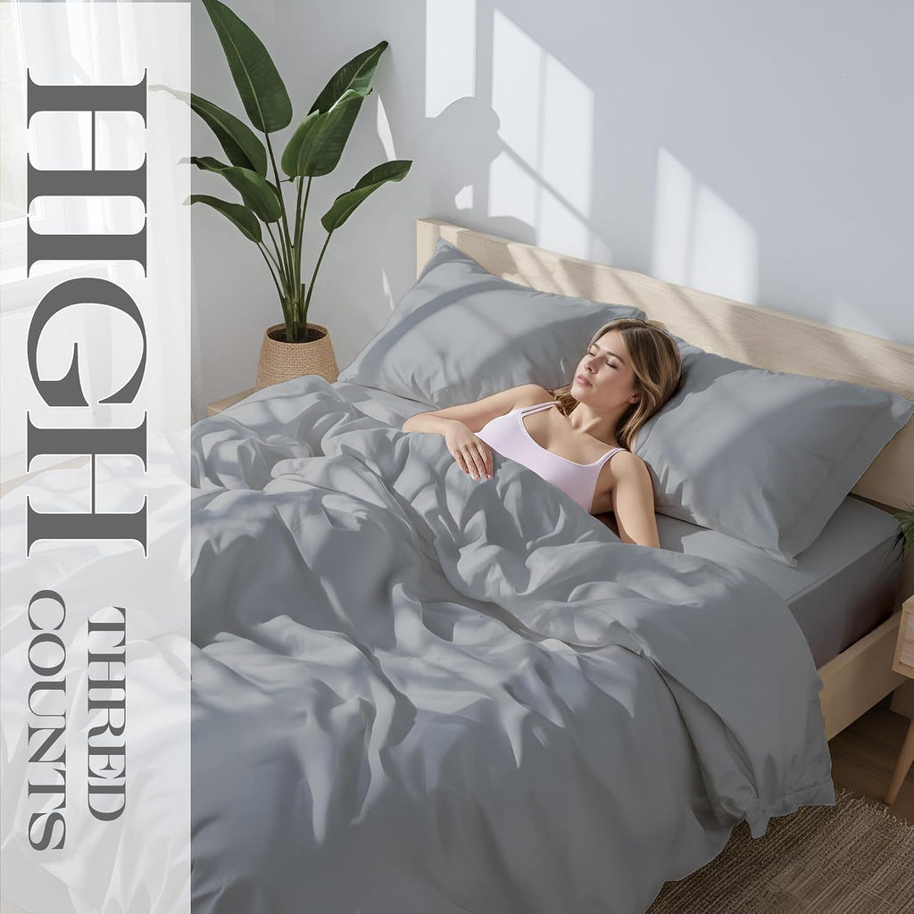 1000 Series High Thread Count Luxury Full Sheets -Light Grey Cooling Sheet