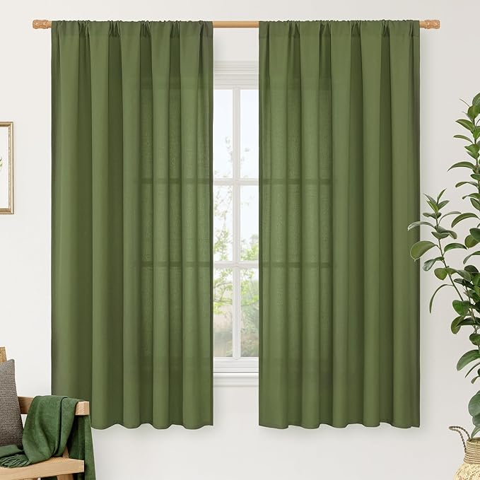 LAMIT Faux Linen Curtains 63 inches Long by LAMIT