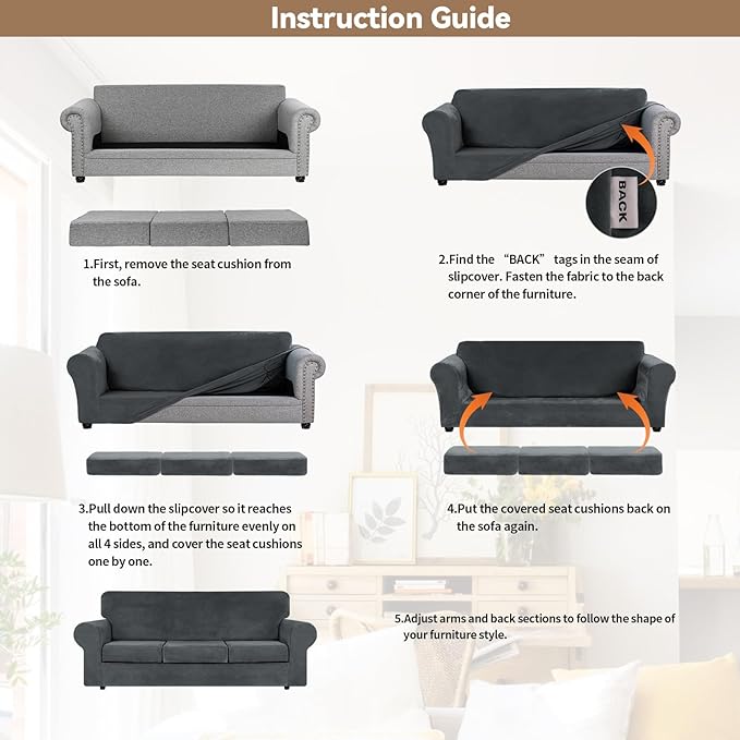 WEERRW 4 Pieces Velvet High Stretch Couch Covers - Image 6