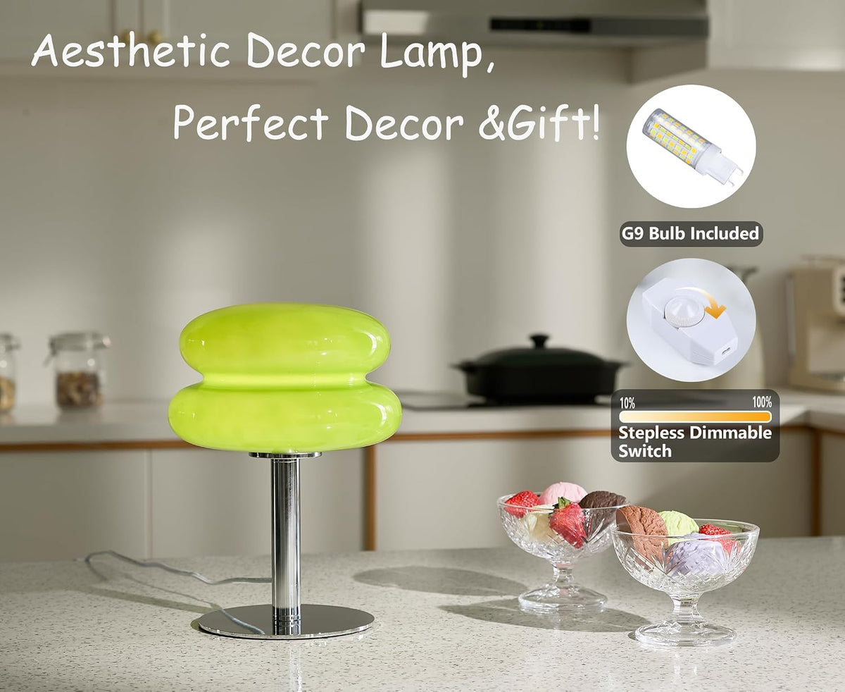 Glivpny Table Lamp Small Mushroom Lamp, Mid Century Desk Lamps (Green)