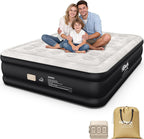 HiiPeak Queen Air Mattress with Built in Wireless Removable Pump, Inflatable Air Mattress Durable Suede Topper Inflatable Blow up Mattress, Portable Air Bed for Camping, Guests, Home