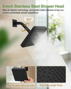Replacement for Delta Shower Trim Kit 14 Series, 6-Inch Black Shower Head and Handle Set, Includes R10000-UNBXHF Valve and RP46074 Cartridge, Matte Black(with Cartridge and Valve)