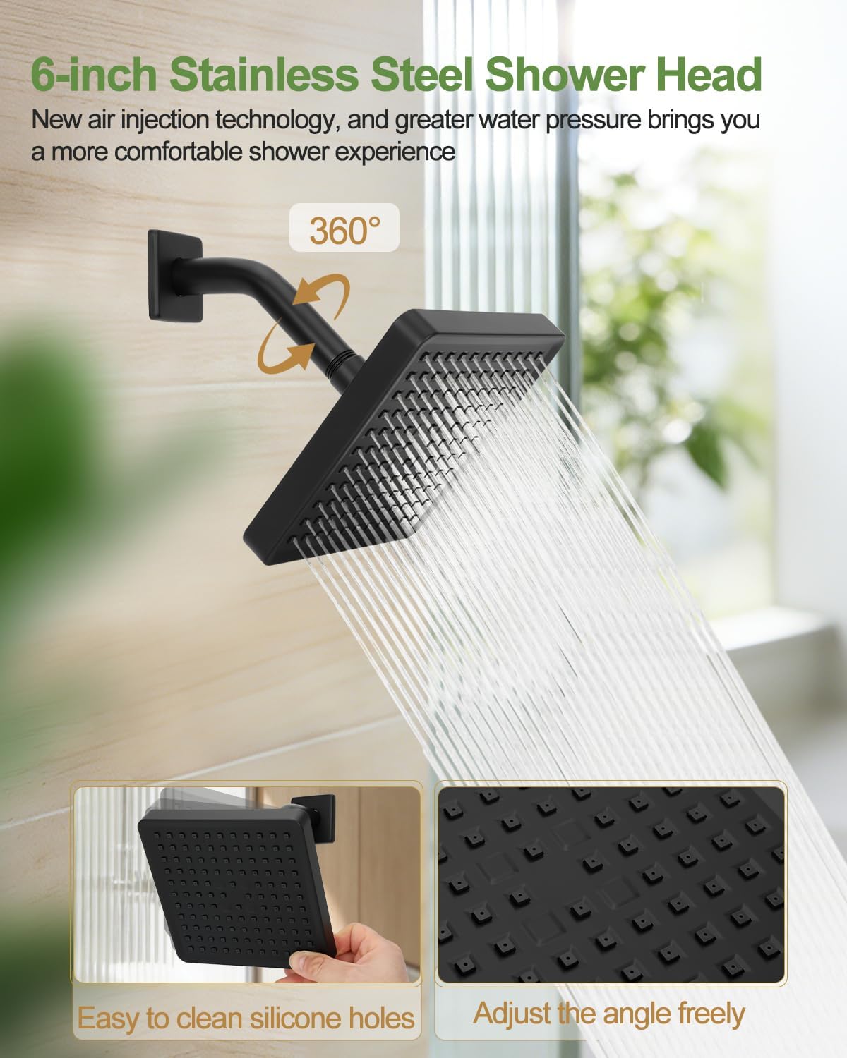 Replacement for Delta Shower Trim Kit 14 Series, 6-Inch Black Shower Head and Handle Set, Includes R10000-UNBXHF Valve and RP46074 Cartridge, Matte Black(with Cartridge and Valve)