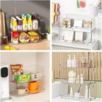 Nicunom 2 Pack Stackable Plastic Storage Bins Open Front, Clear Pantry Organizer Bin Household Food Storage Bin for Kitchen Countertops Cabinet Shelf