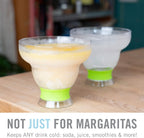 HOST FREEZE Margarita Cocktail Glasses, Frozen Cup Double Wall Insulated Daiquiri Plastic Tumblers Set Fun Tequila Drinking Cups Grey Set of 2
