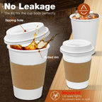 Ginkgo 100 Pack 12 oz Leak-Proof Coffee Cups with Lids and Sleeves