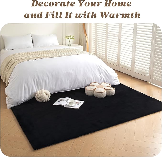 ThreadGlobe Fluffy Faux Rabbit Fur Rug 6'x9', Cloud-Soft Rugs - Image 6