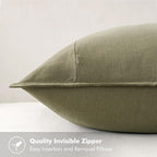 MIULEE Decorative Linen Pillow Covers 20x20 Inch Light Olive Green ​Boho - Image 3