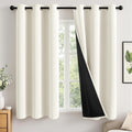 MIULEE Beige White 100% Blackout Curtains for Bedroom 40x63 Inch Long