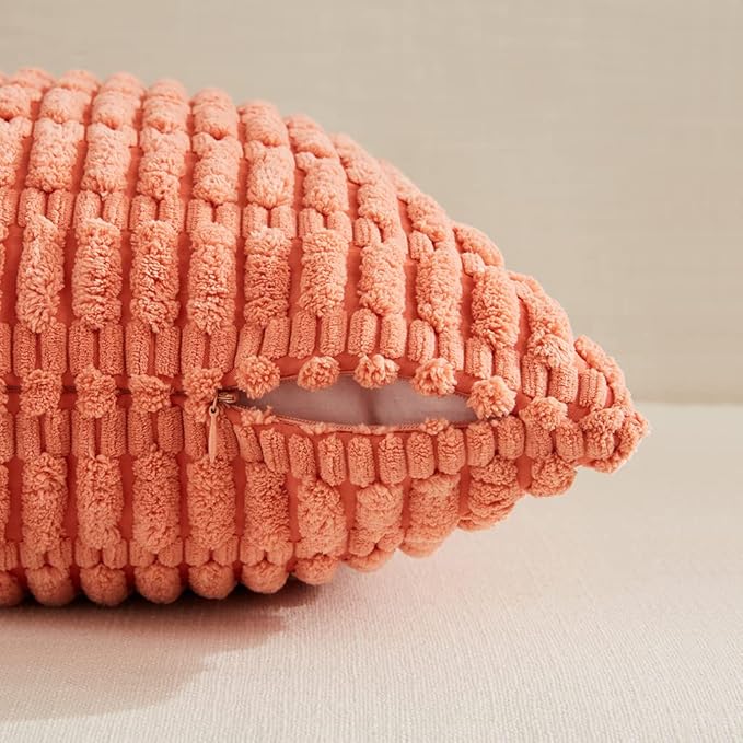 Fancy Homi 4 Packs Boho Coral Decorative Throw Pillow Covers 14x14 Inch - Image 3