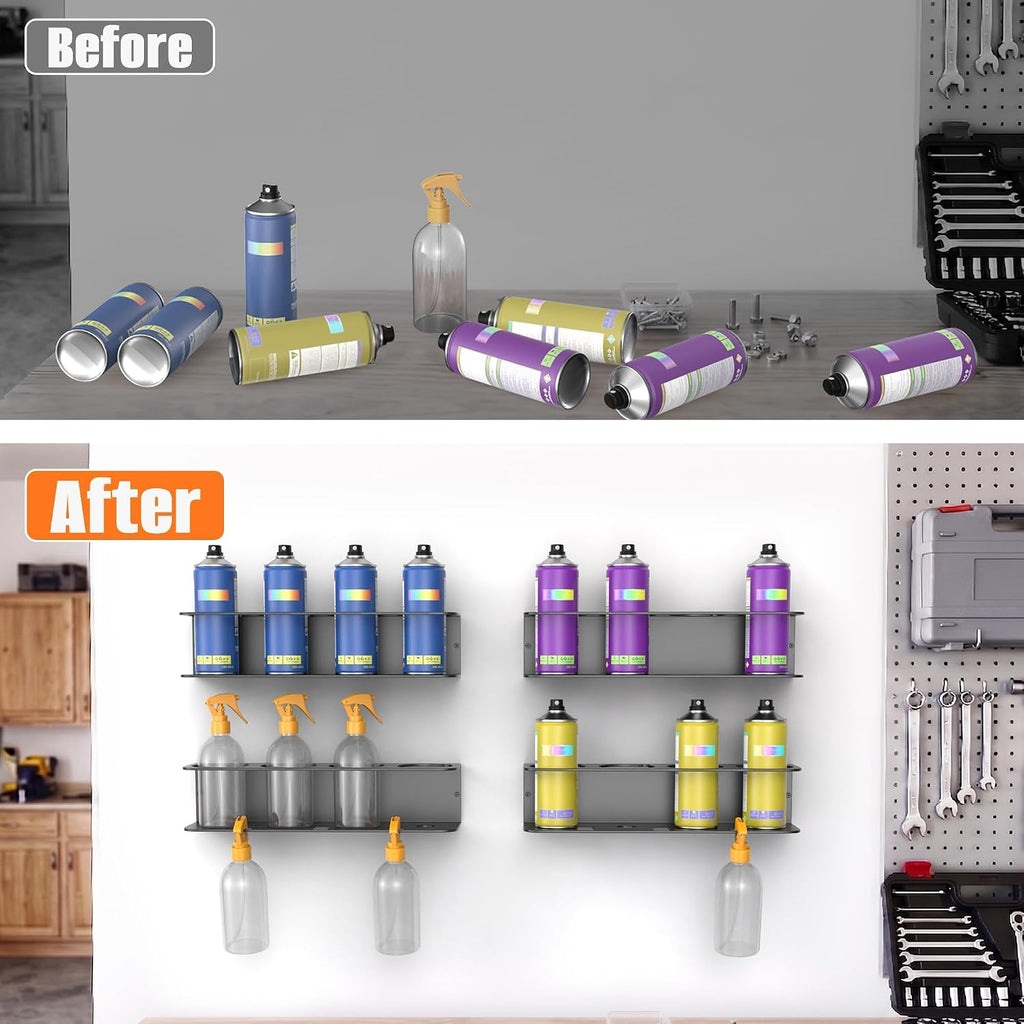 TORACK Spray Bottle Holder Wall Mount, 4-Pack Spray Can Rack for Garage