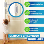 Dwell+Good Door Reinforcement Lock (2-Pack) - DIY Nickel Home Security Door Lock for Front Door - Security Locks for Doors Inside | Child Proof Door Lock for Kids Safety - Withstand 800 LB of Force