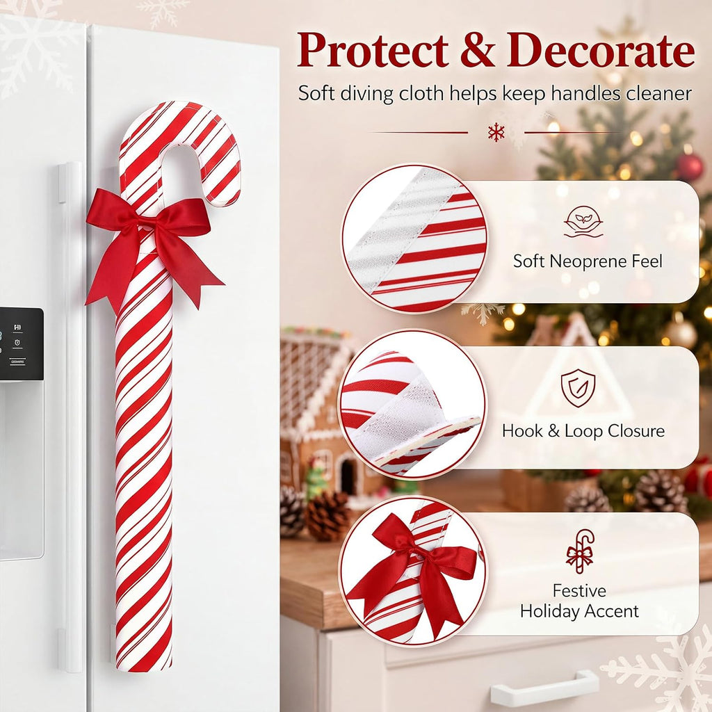 Tingjoo 6 Pcs Christmas Candy Cane Refrigerator Handle Covers Cabinet