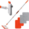 Qaestfy Wall & Baseboard Cleaner Mop Tool with 49'' Long Handle for Cleaning Window Floor Skirting Board Ceiling Bathtub Tub Tile Scrubber Brush Duster with 4 Reusable Pads