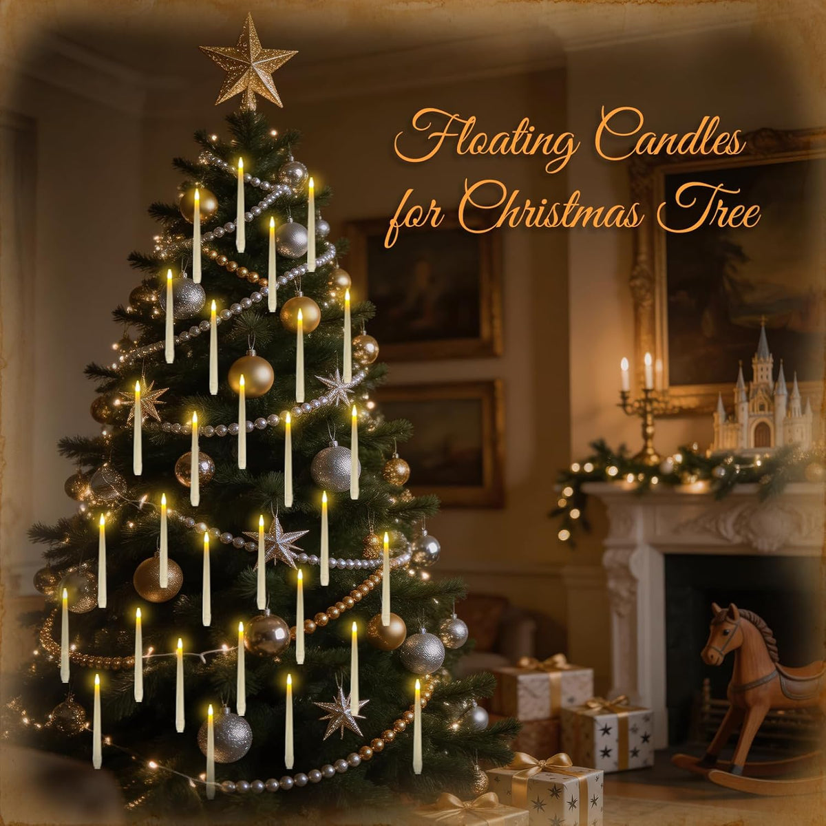Homemory 20PCS Floating Candles with Wand Remote, Flameless Hanging Taper Candle with Flickering Warm Light, Battery Operated Magic Deco Candles for Halloween, Christmas, Birthday, Indoor Decor