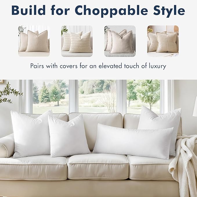 MIULEE 24x24 Euro Pillow Inserts, Decorative Fluffy Throw Pillow Inserts Cotton - Image 4
