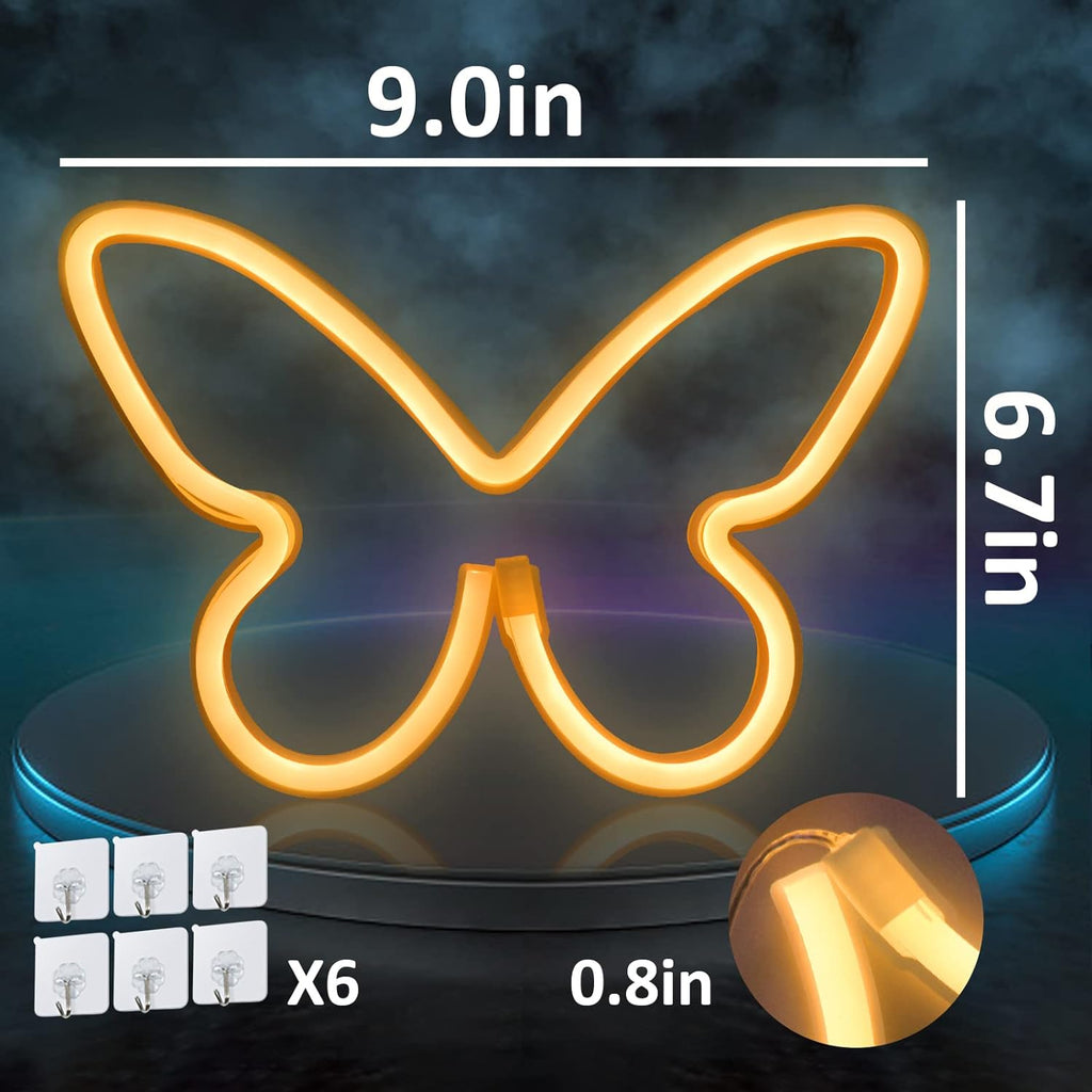 BRIGHTDECK 3 Pack Butterfly Neon Signs for Bedroom, Pink Purple White