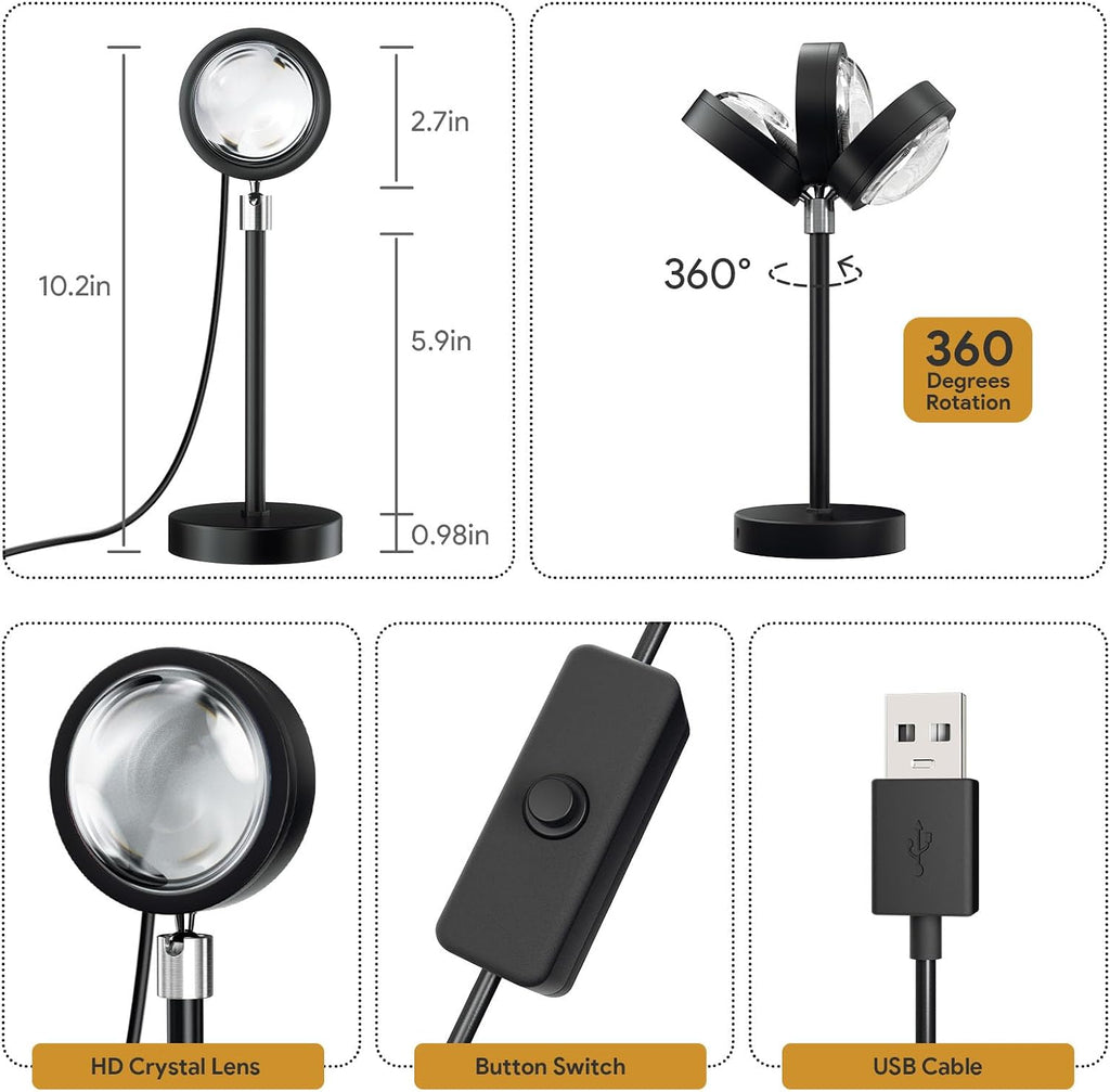 Bavcieu Sunset Lamp Projector with Remote & APP, Multicolor Night Light