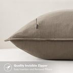 MIULEE Decorative Linen Pillow Covers 18x18 Inch Tan TaupeBoho Farmhouse - Image 3