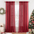 MIULEE Burgundy Red Linen Curtains 96 Inch Long by MIULEE