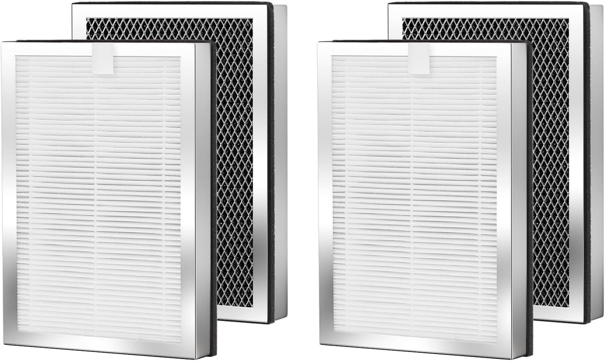 Air Purifier Replacement Filters 4 Pack Compatible with 25 Series Air Purifier Filter S1/W1/B1,3-in-1 Filters H13 True HEPA and Activated Carbon Filters Compatible with Series Air Purifier