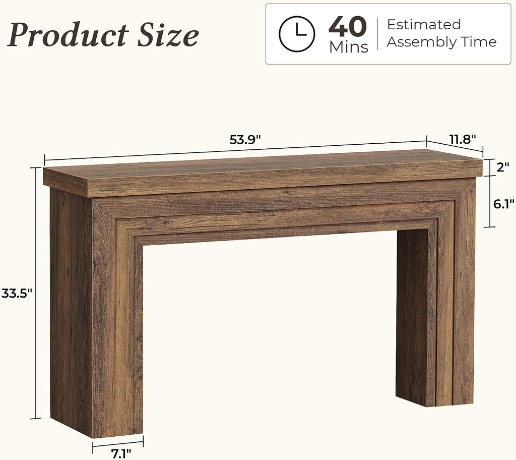 Huuger 54 Inch Entryway Table, Rectangular Console Table for Living Room