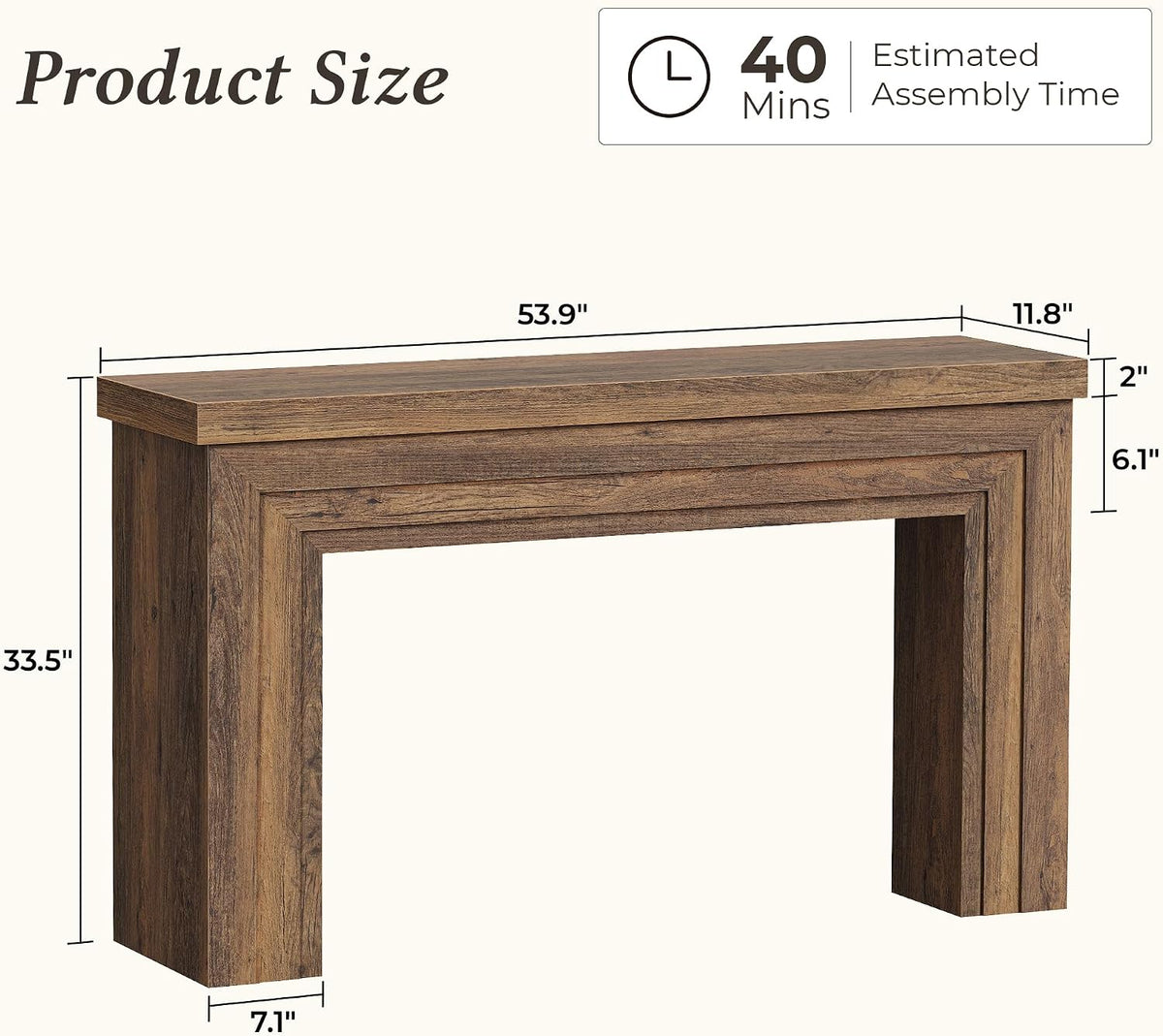 Huuger 54 Inch Entryway Table, Rectangular Console Table for Living Room