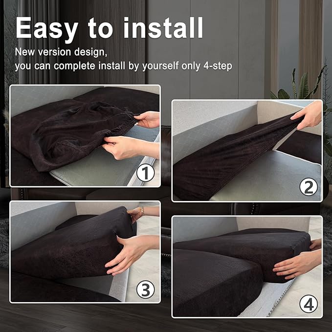 Leather Look Couch Cushion Covers Sofa Seat Slipcovers Sets Couches Furniture - Image 6