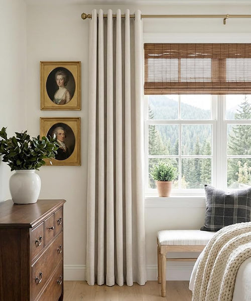100% Blackout Curtains 63 Inch Length Linen Textured Blackout Curtains - Image 2
