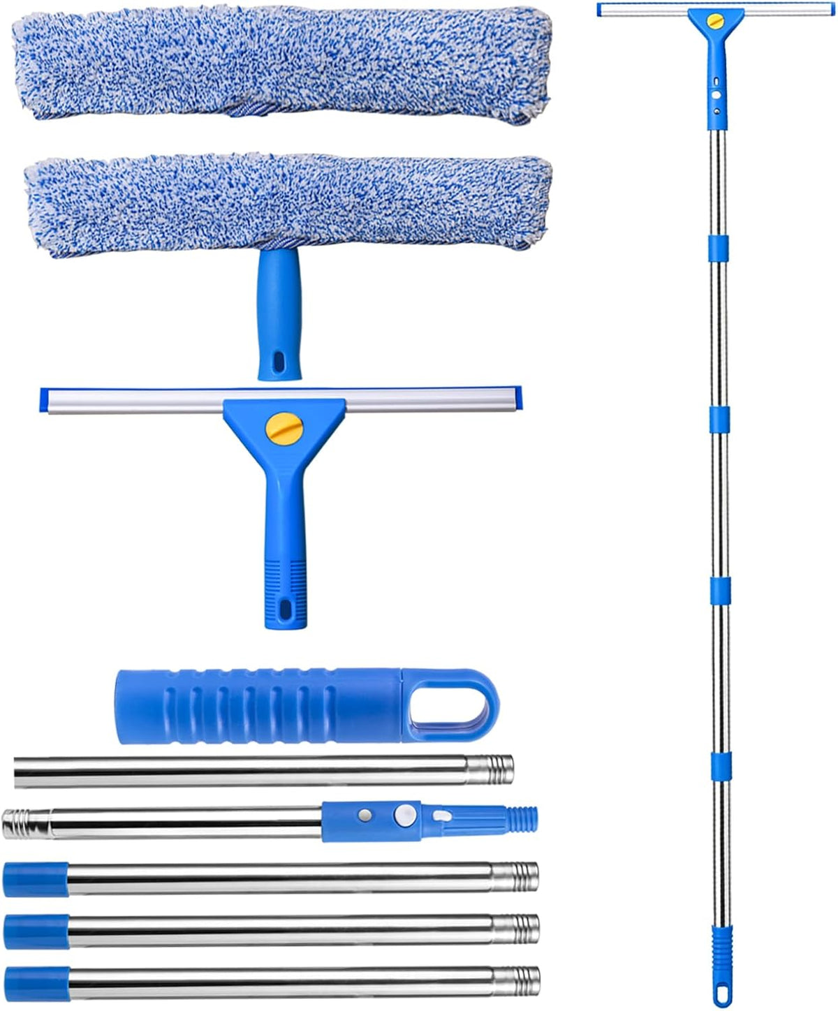 Window Cleaning Kit with 3 Gal Bucket,14''Squeegee and 15''Scrubber