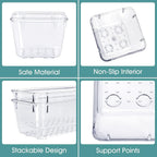 25 PCS Clear Plastic Drawer Organizer, Makeup Organizers and Storage Bins