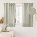 LAMIT Sage Grey Linen Curtains 48 Inch Length 2 Panels, Light Filtering Panels by LAMIT