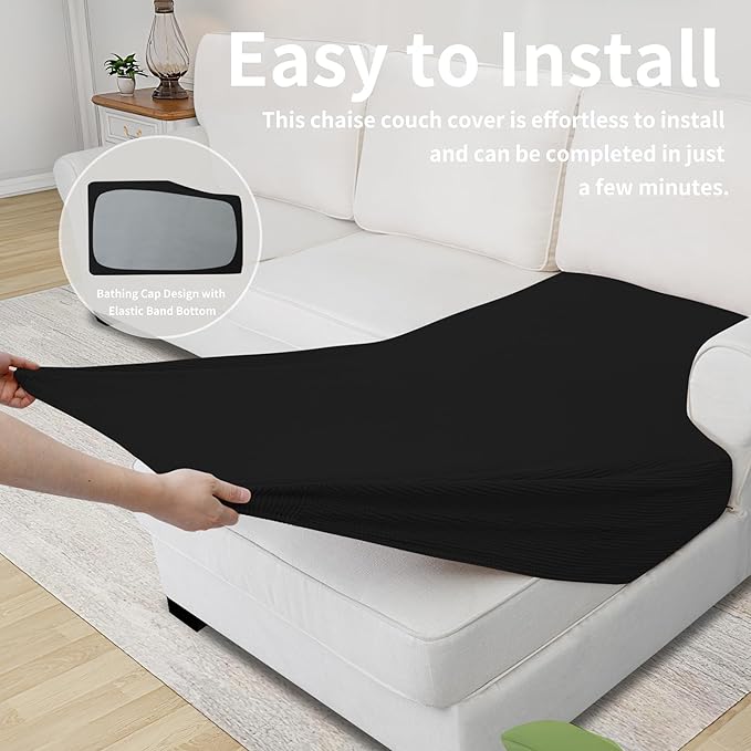 Easy-Going Stretch Sectional Couch Covers 1 Piece Chaise Lounge Slipcover L - Image 6
