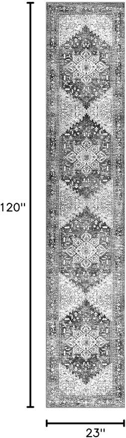 Yamaziot Washable Runner Rug, 2x10 Non-Slip Boho Vintage Hallway Rug Runner - Image 2