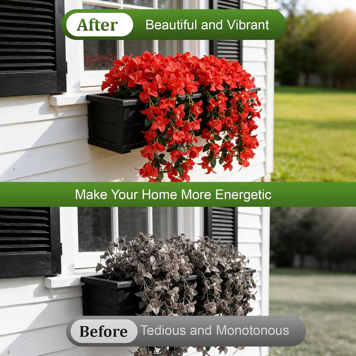 Faux Bougainvillea Artificial Flowers Fake Plants, 2 PCS Red
