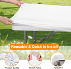 BDDC 2 Pack Table Covers for 6 Foot Tables Rectangle Fitted Withe