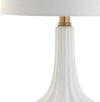 JONATHAN Y Parker Ribbed Ceramic Gourd Nightstand Table Lamp 21.5", White