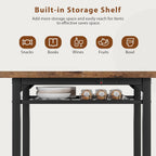 MapleGrace Extendable Dining Table Set for 4 with Built-in Shelf Rack Brown
