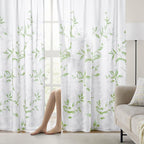 HOMEIDEAS Non-See-Through Sage Green and White Privacy Sheer Curtains 52 X 84 - Image 2